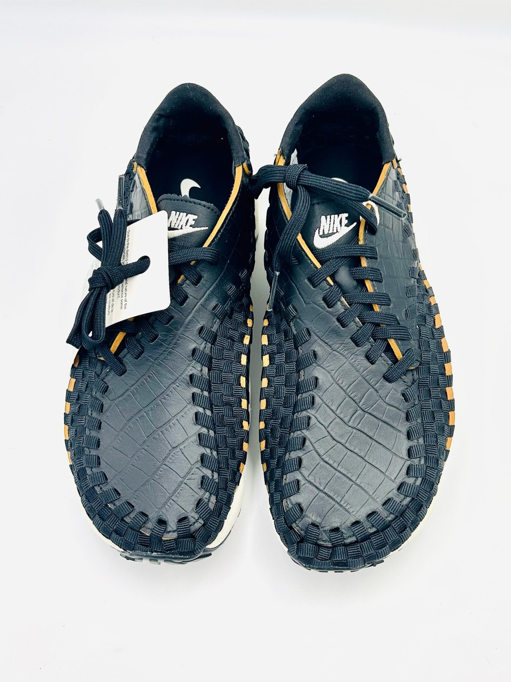 Nike Air Footscape Woven Croc Black Leather Sneakers New Women’s Size 7.5 Rare - Picture 8 of 11
